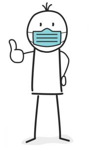 person with a medical protection face mask
